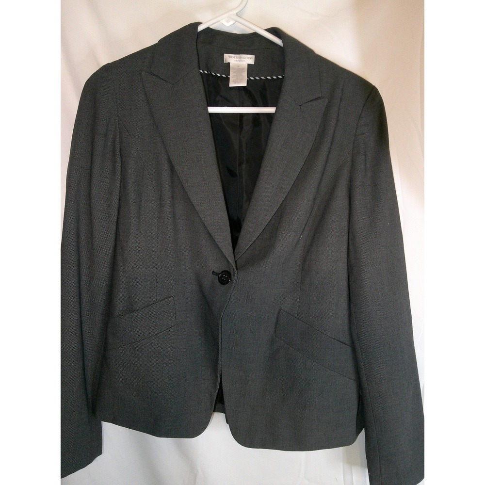 Worthington Stretch Blazer Career Office‎ Business Gray Jacket Size 10